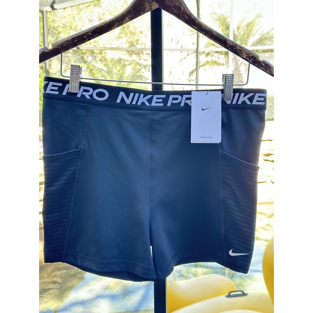 Nike Pro Women's 3" Dri-FIT Athletic Shorts XL Black Activewear New
